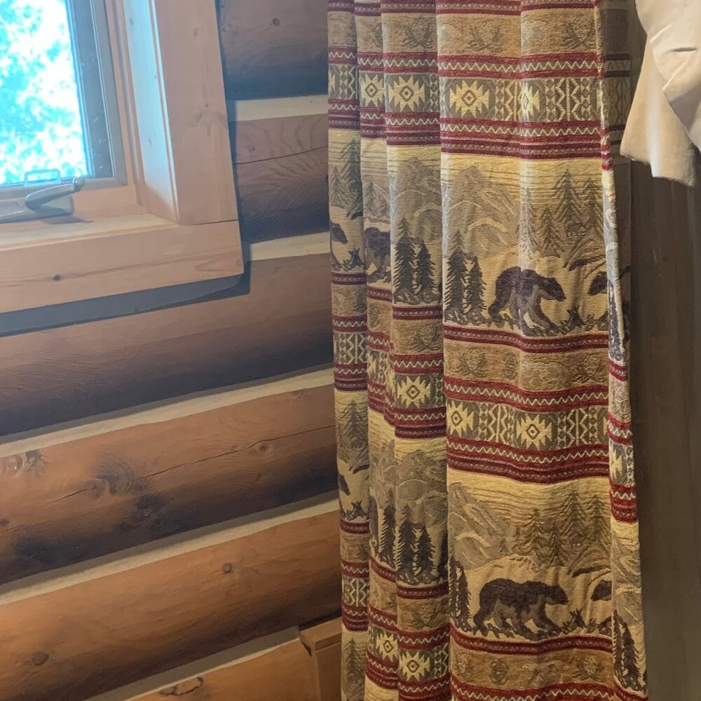 Rustic Bear Chenille Shower Curtain